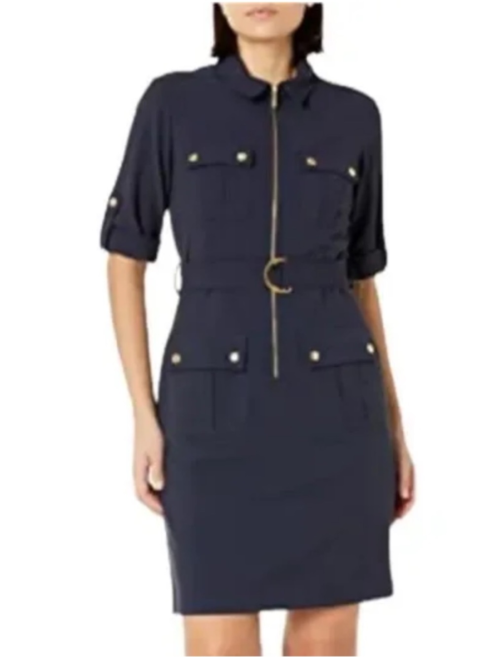 Zac & Rachael Utilitarian Dark Blue Dress with Belt NWT Sz 4